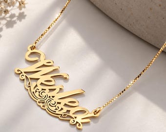 Custom Name Necklace, Sterling Silver Decorative Underline