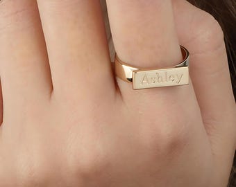 Custom Signet Name Ring