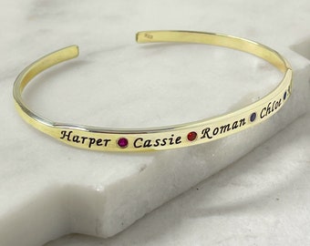 Mom Bracelet with Kids Names and Birthstones