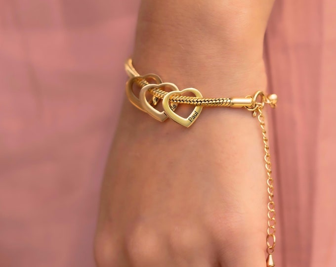 Featured listing image: Personalized Mother Bracelet Engraved Kids Names