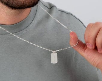 Personalized Men's Dog Tag Necklace Sterling Silver