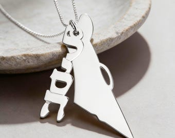 Hebrew Name Israel Map Necklace: Sterling Silver Jewish Jewelry