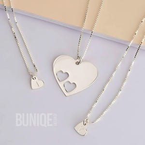 Mother Daughters Puzzle Heart Necklace Set - 925 Sterling Silver, 24K Gold or Rose Gold Plated - Personalized Family Jewelry - Sisters Gift