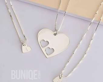 Mother Daughter Puzzle Heart Necklace Set