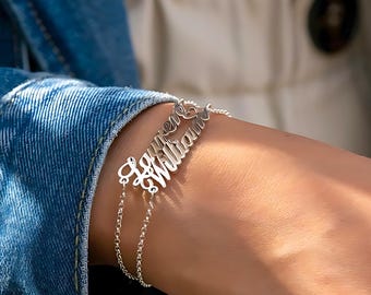 Double Name Bracelet with Heart