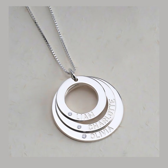 Mother's Family Birthstone Birds Nest Disc Necklace Mother's Family Birthstone Birds Nest Disc Necklace