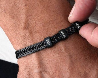 Fathers Day Bracelet for Dad with Kids Names