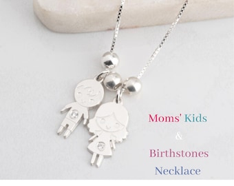 Mother Necklace Birthstone Kids Charms