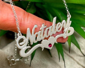 Personalized Birthstone Heart Necklace