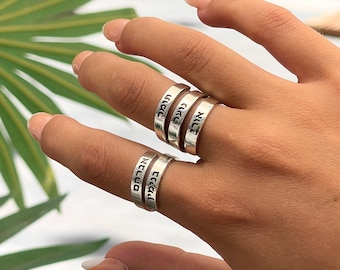Hebrew Mom Ring Sterling Silver