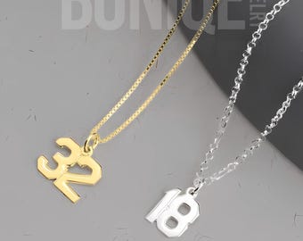 Custom Number Necklace, Sterling Silver 925