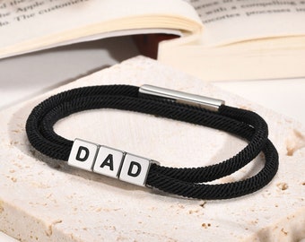 DAD Bracelet Kids Names - 3D Bar 4 Sided Laser Engraved
