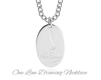 One Line Woman Face Necklace