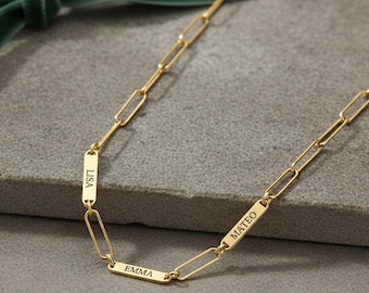 Paperclip Mother Necklace with Multiple Kids Names