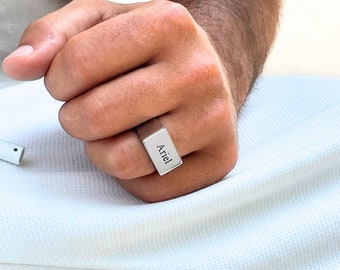 Custom Engraved Mens Signet Ring