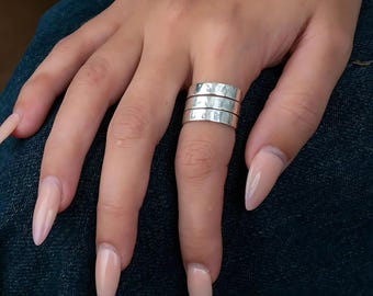 Spiral Hammered Ring Sterling Silver