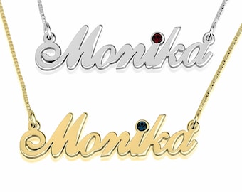 Birthstone Name Necklace Sterling Silver