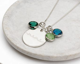 Mama Necklace with Kids Birthstone Charms
