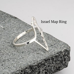 Israel Ring Sterlingsilber Karte von Yisrael Schmuck - Vergoldet oder Rosévergoldet judaica ringe - Jüdisches Geschenk für sie Made in Jerusalem