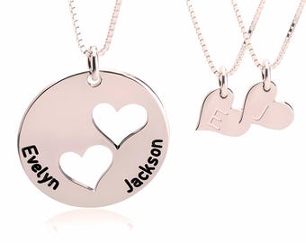 Mother Daughter Puzzle Heart Necklace Set