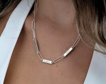Paperclip Mother Necklace with Multiple Kids Names