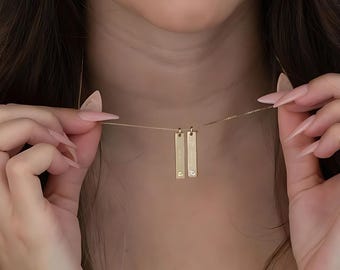 Multiple Bar Necklace with Birthstones