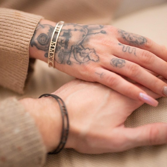 Roman Numerals Rhinestone Stainless Steel Couple Bracelet Bangle for Men  Women | eBay