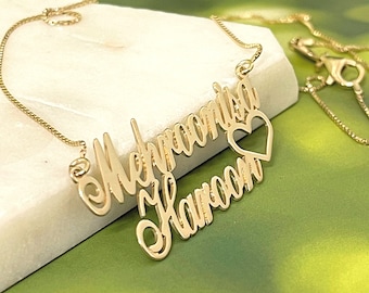 Couples Heart Name Necklace