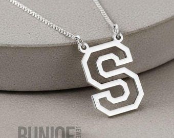 Varsity Initial Necklace Sterling Silver