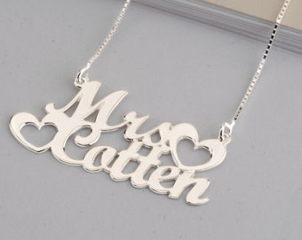 Couple Heart Name Necklace