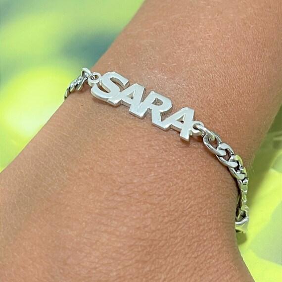 Cuban link bracelet with name plate best sale