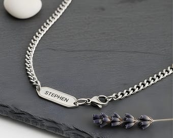 Cuban Link Tag Necklace Stainless Steel