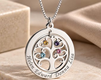 Family Tree of Life Necklace for Mom