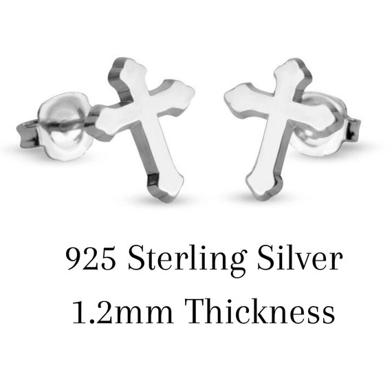 Orecchino Singolo A Croce In Argento Sterling 925 – Catena A Girocollo, Chiusura A Molla, Regalo Unisex