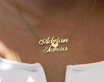Couples Heart Name Necklace