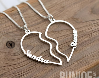 Broken Heart Name Necklace Set