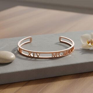 Flongo - Bracciale A Cerchio In Acciaio Inox Con Numeri Romani Incisi E Strass, Per Donna, Colori Argento E Oro