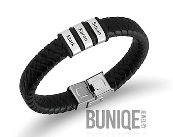 Black Braided Leather Dad Bracelet
