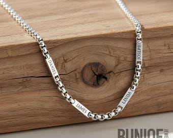 Custom Engraved Mens Necklace with Kids Names