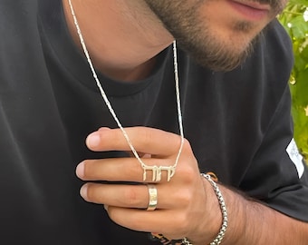 Large Hebrew Name Necklace Sterling Silver