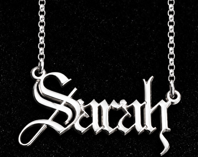 Featured listing image: Old English Name Necklace in Sterling Silver | BUNIQE