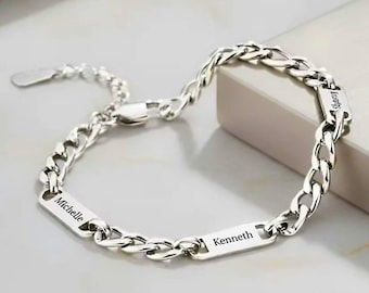 Men's Bracelet with Names Stainless Steel