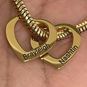 Extra Hearts Charms for Moms  Bracelet with Kids Names - Laser Engraved