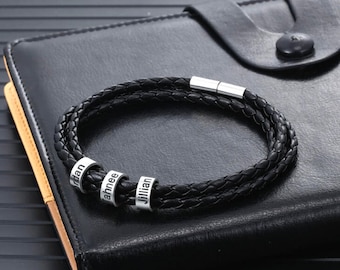 Leather Bracelet with Kids Names