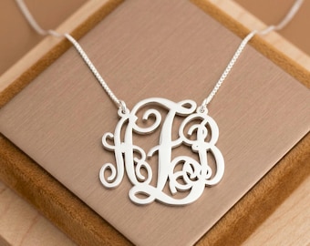 Three Initial Monogram Necklace