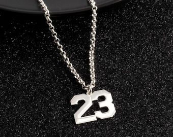 Sterling Silver Mens Number Necklace