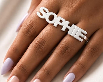 Sterling Silver Two Finger Name Ring