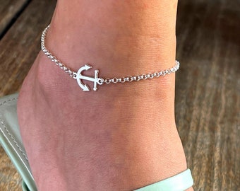 Sideways Anchor Ankle Bracelet for Women