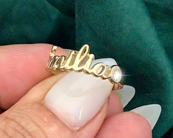 Custom Name Birthstone Ring