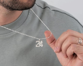 Hammered Number Necklace Sterling Silver